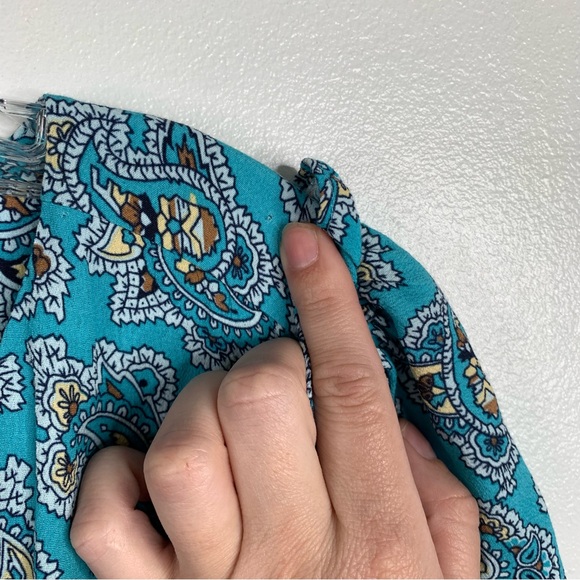 J. Crew Drapey‎ puff-sleeve dress in paisley bunch Maxi Length Womens 18. blue - Picture 9 of 13